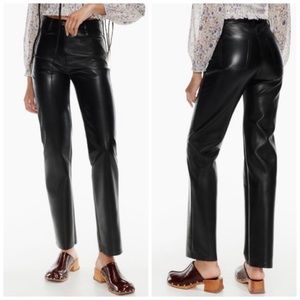Aritzia Wilfred The Melina Pant High-Waisted Straight Leg Vegan Leather Black